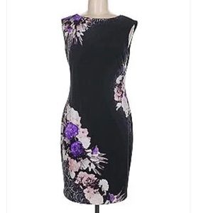 Cache Floral Black and Purple Women's Dress